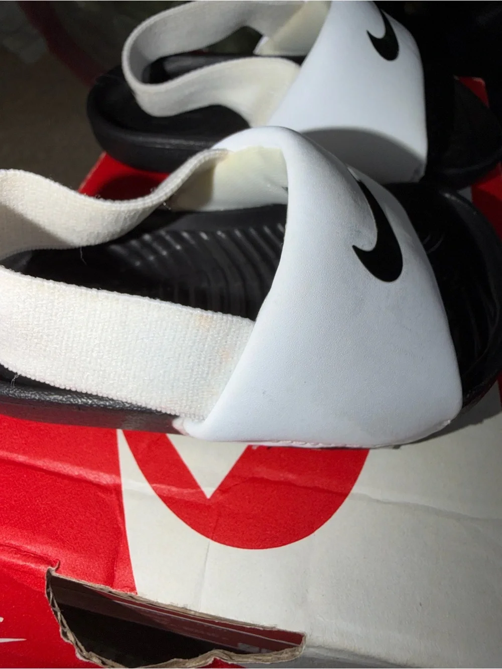 Nike Kids White and Black Slide Sandals